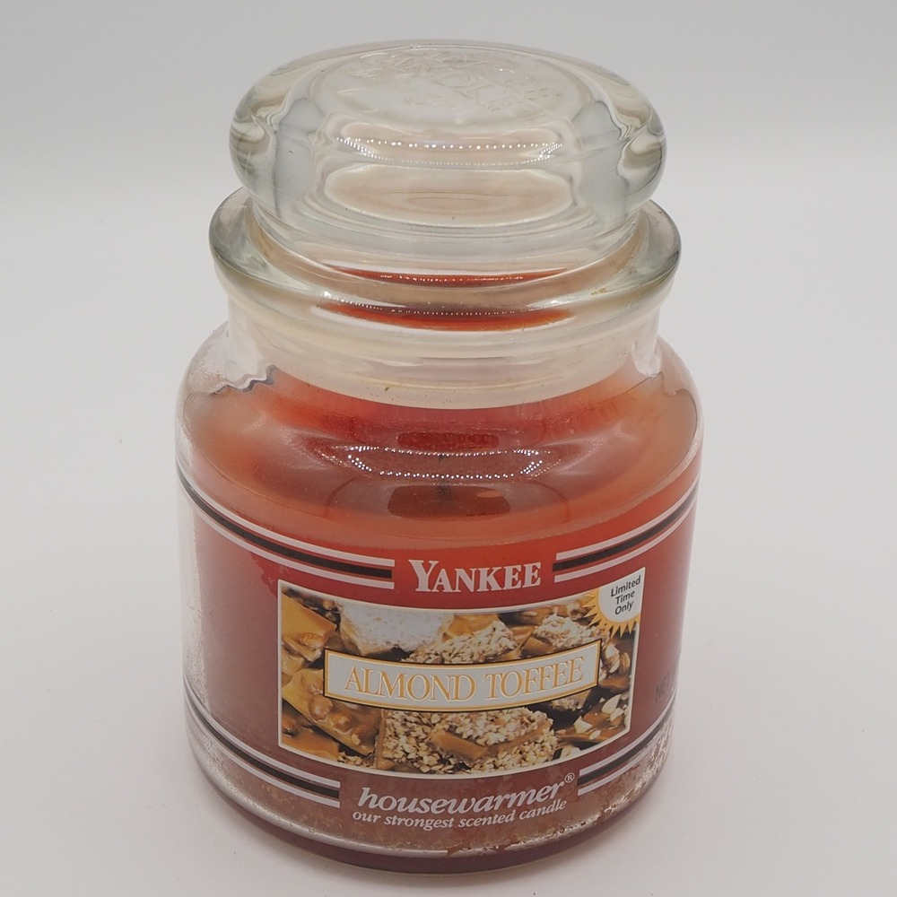 VTG Yankee Candle Almond Toffee 14.5oz Jar Rare Black Bland Housewarmer Burned - Picture 2 of 10